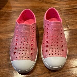 Native Jefferson Girls Size C12 Pink Bling Glitter Slip On Water Shoes